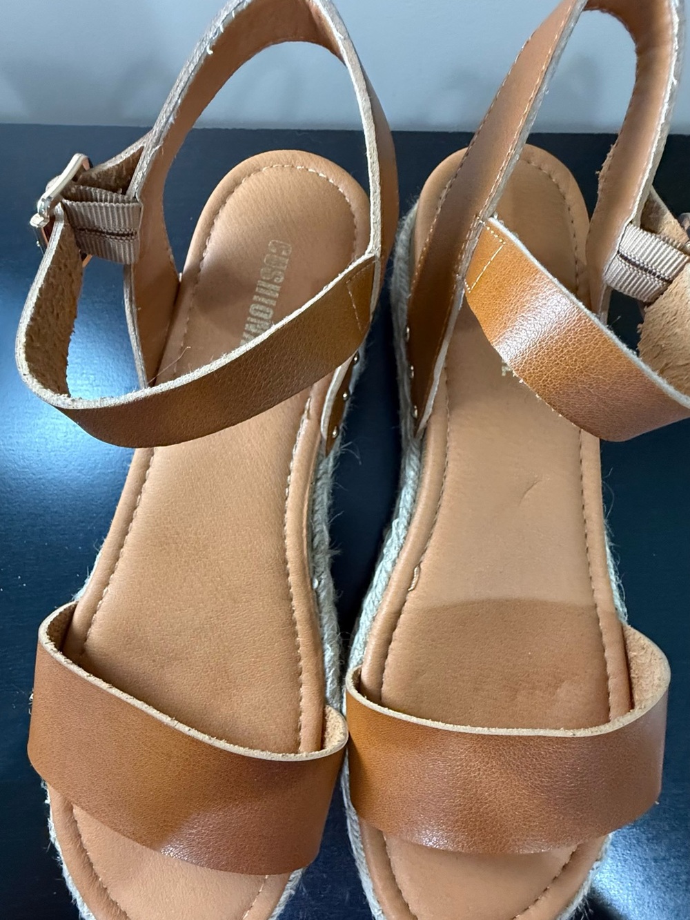 Cushionsire “Melissa Espadrille Wedge Sandals - Comfortable Summer Strappy Heels